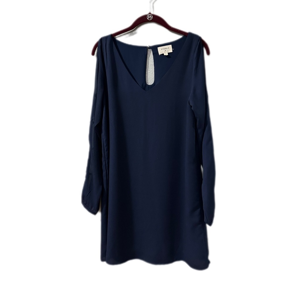Everly Navy V-Neck Long-Sleeve Tunic Dress